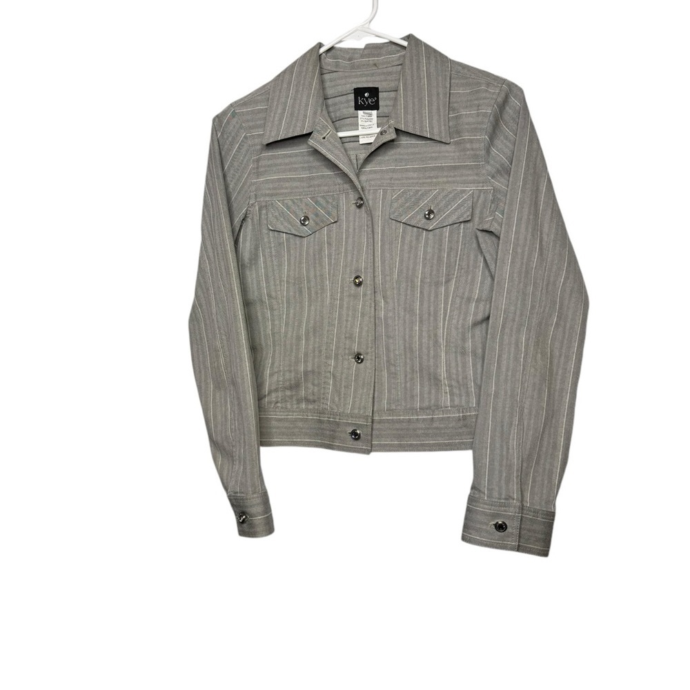 kye Women's Fitted Denim-Style Jacket Swarovski button size small